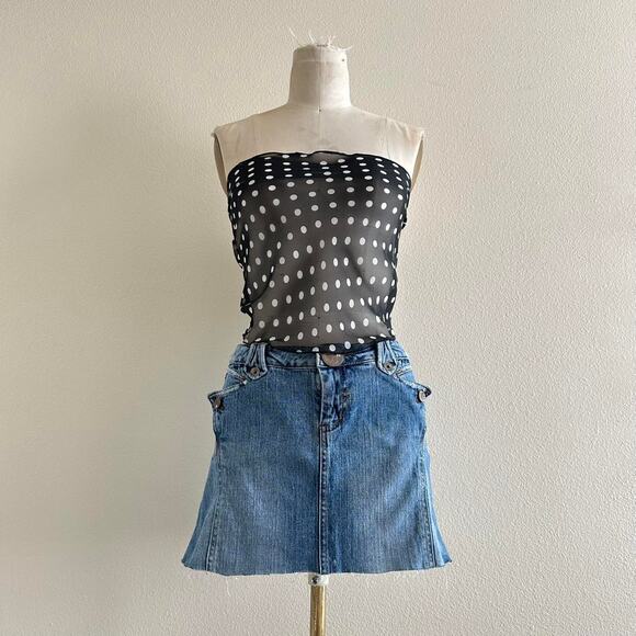 handmade black &white polka dot back tie bandeau - Picture 1 of 8